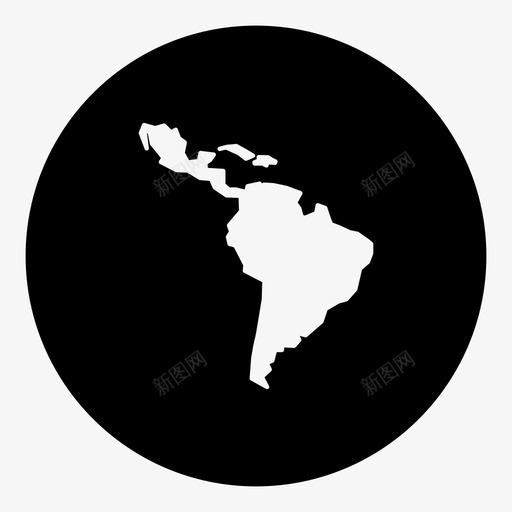 拉丁美洲大陆地图图标svg_新图网 https://ixintu.com 世界地图圈 地区 地图 大陆 拉丁美洲