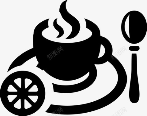 热柠檬茶饮料汤匙图标图标