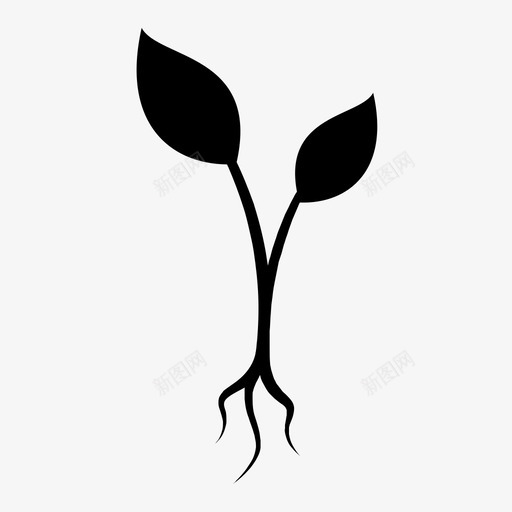 植物生长叶图标svg_新图网 https://ixintu.com 叶 有机 根 植物 生长