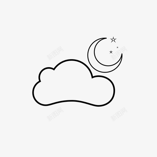 多云的夜晚气候星星图标svg_新图网 https://ixintu.com 多云的夜晚 天气 星星 气候