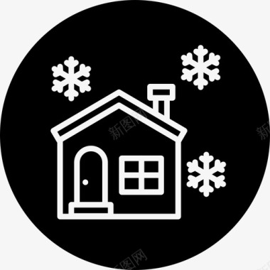 房子圣诞节下雪图标图标