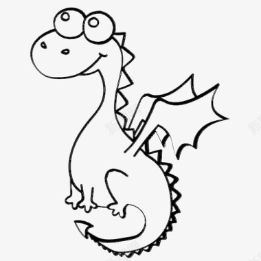 可爱的龙孩子神话图标图标