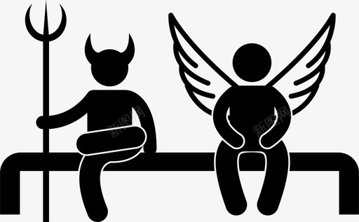 天使与魔鬼长凳恶魔图标图标