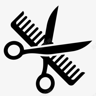 梳子剪时尚理发图标图标