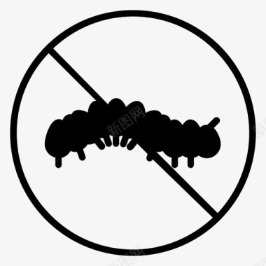 没有毛虫禁令害虫图标图标