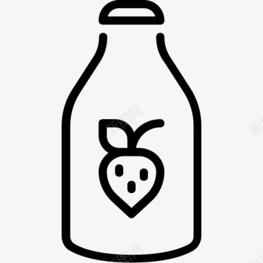 风味牛奶瓶装草莓图标图标