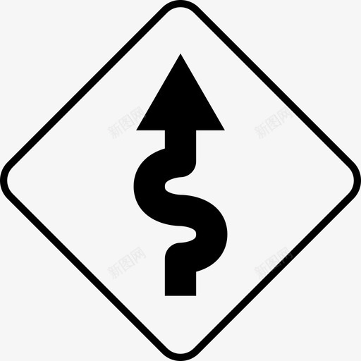 弯道箭头警告图标svg_新图网 https://ixintu.com 危险 弯道 标志 白色路标 箭头 警告