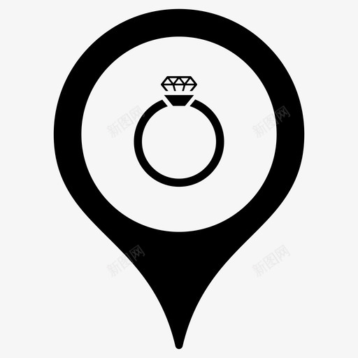 戒指珠宝店地图标记svg_新图网 https://ixintu.com 别针 地图指针 地图标记 戒指 珠宝店