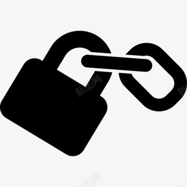 锁链和上锁挂锁保安钥匙和锁图标图标