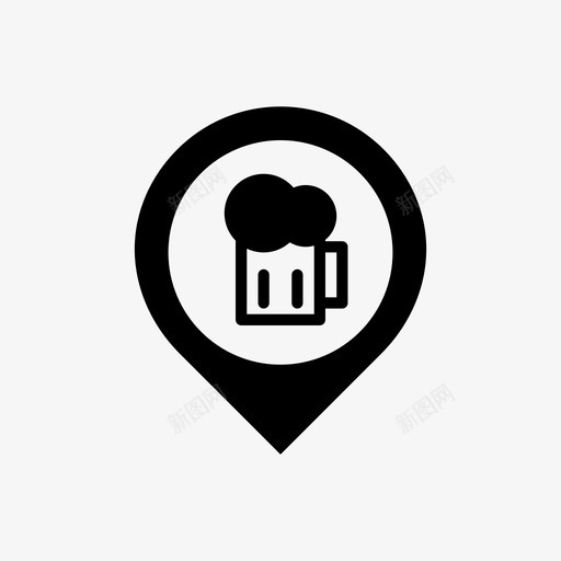 地图钉酒精酒吧图标svg_新图网 https://ixintu.com 位置 啤酒 地图位置填充 地图钉 酒吧 酒精 饮料