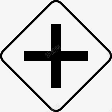 丁字路口十字路口标志图标图标