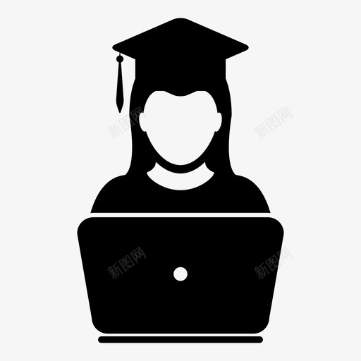 学生毕业笔记本电脑图标svg_新图网 https://ixintu.com 在线 大学 女 学术 学生 教育 毕业 毕业字形图标 笔记本电脑