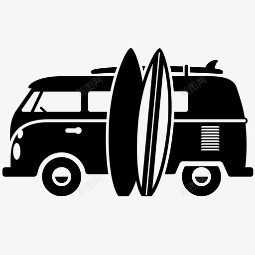 VanCamperHoliday图标svg_新图网 https://ixintu.com Camper Holiday Surfing Transposrt VW Van