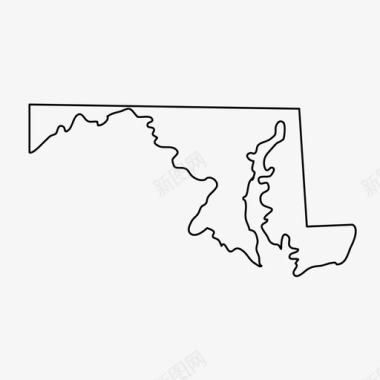 马里兰州地图州图标图标