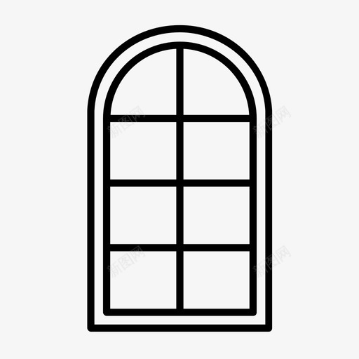 拱形窗多窗格窗真拱窗图标svg_新图网 https://ixintu.com 多窗格窗 拱形窗 真拱窗 窗