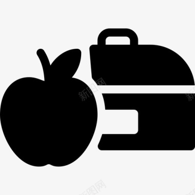 午餐盒苹果面包店图标图标
