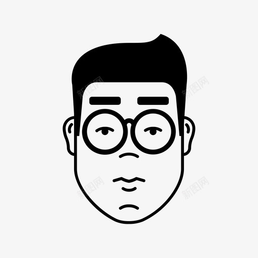 眼镜表情面部图标svg_新图网 https://ixintu.com 侧面 男性 眼镜 表情 近视 面部