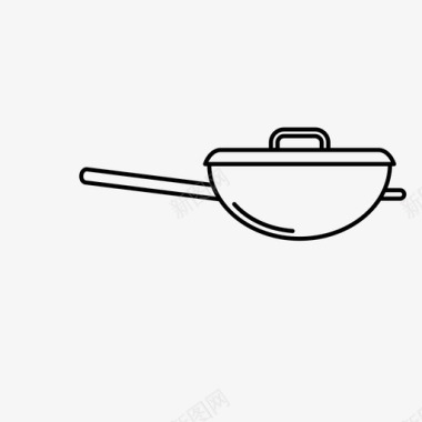 炒锅亚洲食物亚洲厨房图标图标