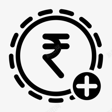 货币增加印度卢比付款图标图标