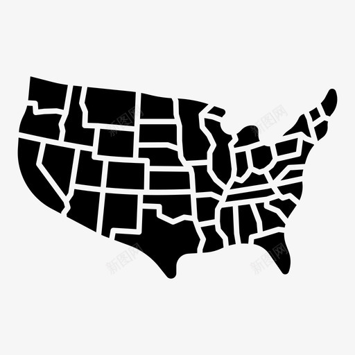 美国地图美国独立日图标svg_新图网 https://ixintu.com 独立日 独立日填充 美国 美国地图