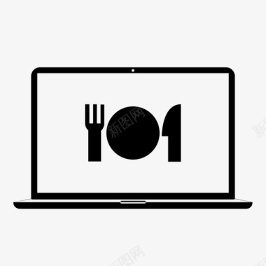 餐厅电脑电脑美食网上订餐图标图标