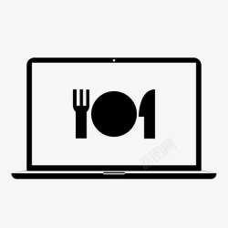 网上餐厅餐厅电脑电脑美食网上订餐图标高清图片