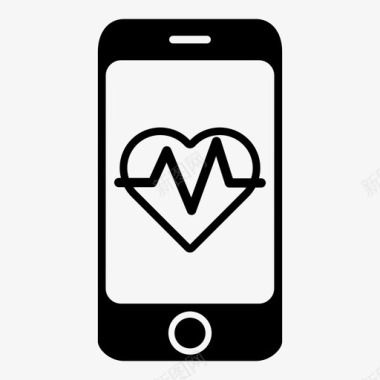 心跳智能手机健康心形图标图标