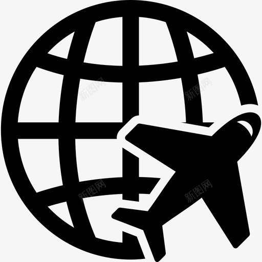 地球电网和飞机运输全球物流图标svg_新图网 https://ixintu.com 全球物流 地球电网和飞机 运输