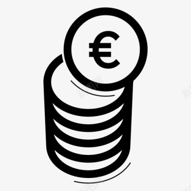 欧元硬币堆银行现金图标图标