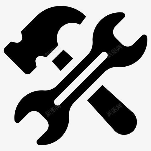 扳手建筑工具锤子图标svg_新图网 https://ixintu.com 商业营销卷15 工具箱 建筑工具 扳手 锤子