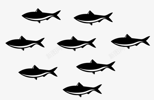 鱼群海洋团队图标图标