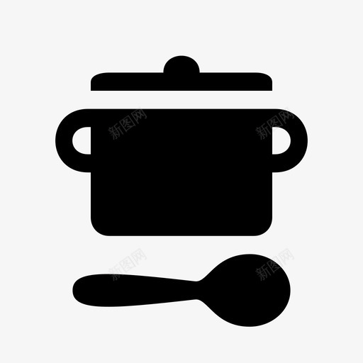 锅和勺子大锅烹饪图标svg_新图网 https://ixintu.com 厨房 大锅 搅拌 烹饪 锅和勺子