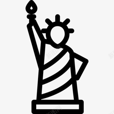 自由女神像建筑城市图标图标