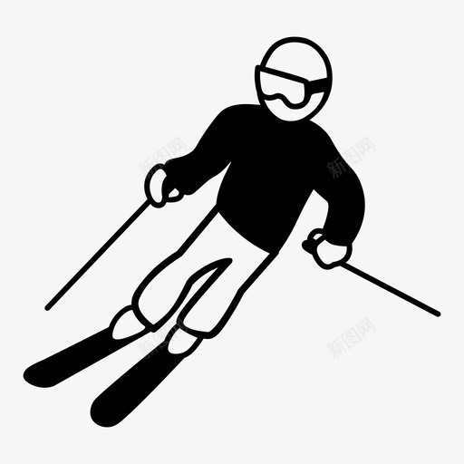 滑雪者滑雪下雪图标svg_新图网 https://ixintu.com 下雪 冬天 滑雪 滑雪者