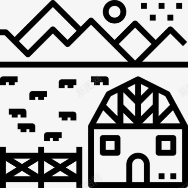 养牛场房子风景图标图标