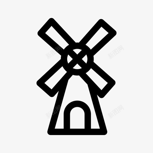 风车建筑荷兰图标svg_新图网 https://ixintu.com 建筑 建筑和地标轮廓图标集 荷兰 风车