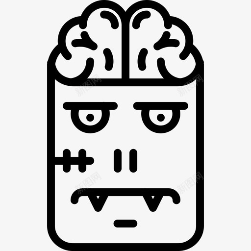 僵尸大脑角色图标svg_新图网 https://ixintu.com 万圣节 僵尸 大脑 弗兰肯斯坦 怪物 角色