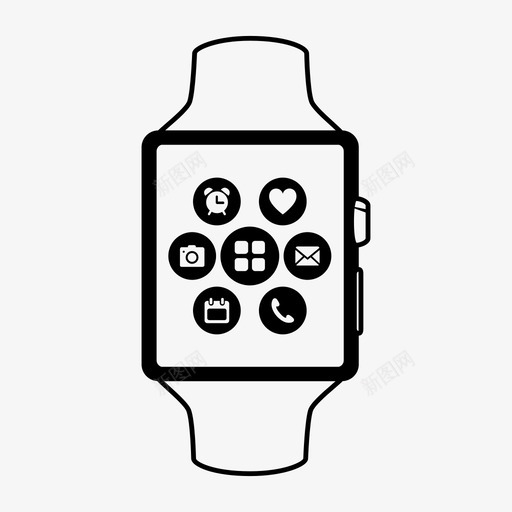 智能手表菜单苹果移动图标svg_新图网 https://ixintu.com 智能手表 智能手表菜单 移动 苹果