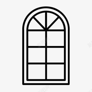拱形窗多窗格窗真拱窗图标图标