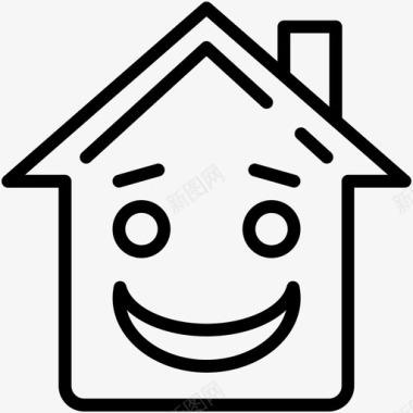 快乐的家表情房地产图标图标