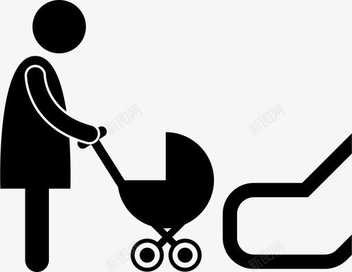 婴儿推车不能推车图标svg_新图网 https://ixintu.com 不能 婴儿推车 推车 禁止 自动扶梯 规则 请勿