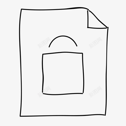 锁文件手绘页图标svg_新图网 https://ixintu.com 手绘 草图 角页 锁文件 页