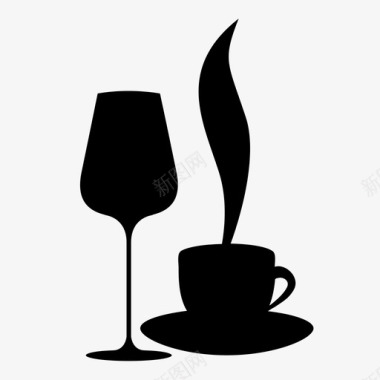 葡萄酒和咖啡杯子玻璃杯图标图标