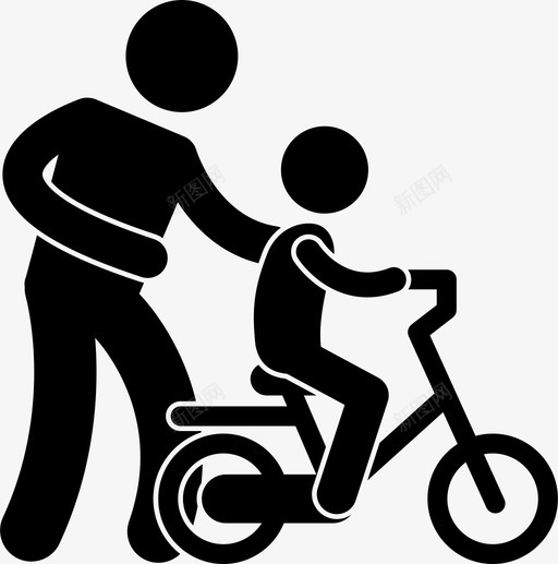自行车训练辅助儿童图标svg_新图网 https://ixintu.com 儿子 儿童 学习 孩子 家庭户外活动 父亲 自行车训练 质量时间 辅助 骑马