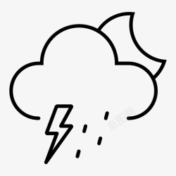 闪电像素夜风暴云闪电图标高清图片