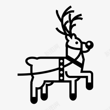 驯鹿圣诞节雪橇图标图标