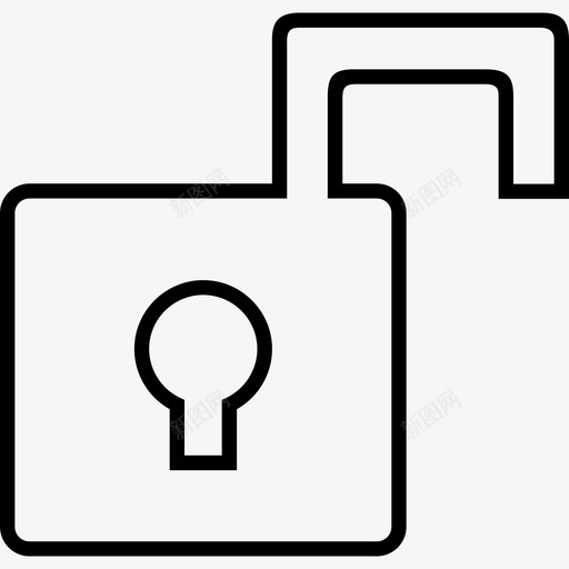 解锁挂锁薄轮廓符号安全办公室图标svg_新图网 https://ixintu.com 办公室 安全 解锁挂锁薄轮廓符号