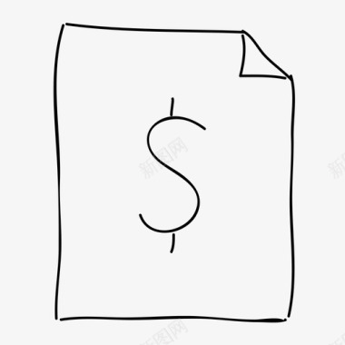 美元文件手绘钱图标图标