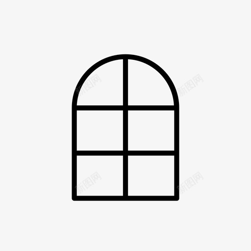 拱形窗多窗格窗真拱窗图标svg_新图网 https://ixintu.com 多窗格窗 拱形窗 真拱窗 窗