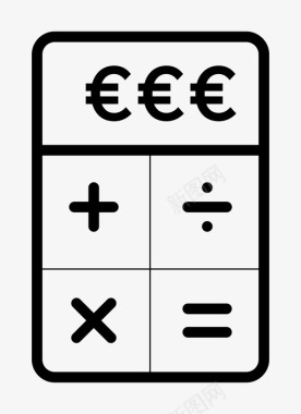 欧元计算器会计帐单图标图标